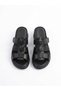 Genuine Leather Black Orthopedic Sole Adjustable Velcro Women's Slippers - 2