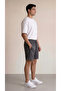 Men's Breathable Patterned Fabric Shorts with Pockets and Zipper Detail on the Back - 2