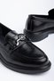 Mabel Black Patent Leather Buckle Detail Women's Loafer Shoes - 4