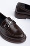Mabel Brown Patent Leather Buckle Detail Women's Loafer Shoes - 4