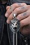 Stainless Steel Power Symbol Lion Head -King Lion Necklace - 5