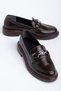 Mabel Brown Patent Leather Buckle Detail Women's Loafer Shoes - 3