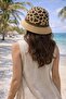 Leopard Print Women's Bucket Hat, Summer Beach Hat, Straw Look Trendy Bucket Hat - 5