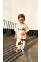 Boy's Cream Oversize Cut 100% Cotton Top and Bottom Combed Cotton Set - Turtle & Beaver Series