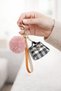 Pompom Mini Bag Charm Keychain – Plush Ball & Leather Strap Accessory