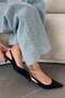 Agne Women's Open Back Suede Heeled Shoes Black - 4