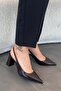 Arabel Women's Patent Leather Low Heeled Shoes Brown - 3
