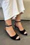 Gemma Women's Ankle Strap Suede Heeled Shoes Black - 2