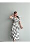 Bürümcük Fabric White Polka Dot Long Women's Dress - 2