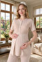 New Season Mink Summer Jacquard Buttoned Design Lace Detailed Maternity Dressing Gown Pajama Set - 5