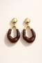 Gold Color Modern Design Brown Detailed Earrings Stylish Lightweight Non-Tarnish Plated Bijouterie Earrings - 7