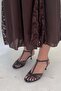 Berry Women's Thin Strap Caged Heeled Shoes Brown