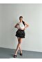 Layered Black Polka Dot Women's Short Skirt with Shorts - 6