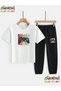 Gamer Konsol Printed Top-Bottom Tracksuit/T-Shirt Two-Piece Children's Set (Pocketed Tracksuit Pants)