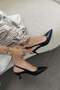 Lola Open Back Buckle Leather Heeled Shoes Black