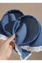 Denim Fabric Bohemian Crown Bandana with Guipure Ruffles and Crystal Stone Detail - 5