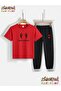 Spider Visual Printed Top-Bottom Tracksuit/T-Shirt Two-Piece Children's Set (Pocketed Tracksuit Pants)