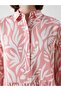 Lcwaikiki Classic Pink Shirt Collar Patterned A-Line Dress - 3