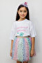 Le Mabelle Girl's Floral Printed Oversize T-Shirt White