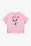 Le Mabelle Girl's Floral Printed Oversize T-Shirt Pink - 3
