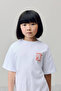 Girl's Cafe Themed Back Printed Oversize T-Shirt Ecru