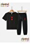 Spider Visual Printed Top-Bottom Tracksuit/T-Shirt Two-Piece Children's Set (Pocketed Tracksuit Pants)