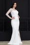 Atlas Long Evening Dress with Lace Detail and Corset - White - 6