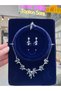 Sparkling Leaf Figured Zircon Stone Bridal Jewelry Set with Pearl Decoration - 5