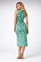 Gathered Detailed Slit Sleeveless Floral Patterned Dress - 5