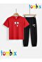 Shashigöz-Text Printed T-Shirt and Sweatpants (Sweatpants with Pockets) Children's Top and Bottom Set