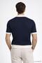 Navy Blue Polo Collar Buttoned Short Sleeve Men's T-Shirt - 3