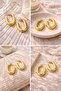 Lightweight Oval Thick Hoop Earrings - 2