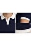 Navy Blue Polo Collar Buttoned Short Sleeve Men's T-Shirt - 8