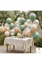 Engagement Ornaments Balloon Set 20 Pieces Eucalyptus Beige Gold Confetti Transparent Balloon