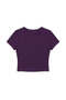 Women's Purple Crew Neck Lycra Short Sleeve Body Crop Blouse - 5