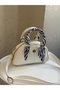 Faux Leather Women's Hand and Shoulder Bag with Scarf Detail - 3