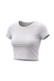 Women's White Crew Neck Short Sleeve Ribbed Camisole Crop Blouse - 4