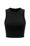 Women's Black Sleeveless Crew Neck Lycra Zero Sleeve Athlete Body Crop Blouse - 4