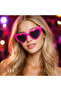Fuchsia Pink Retro Heart Glasses – 80S 90S Style Party Glasses - 3