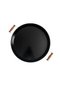 37cm Black Metal Tray with Wooden Handles Round Tray Tea Presentation Tray - 2