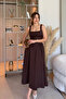 Elegant Flared Maxi Brown Dress with Straps