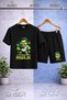 Children's Hulk Angry Wall Writing Pattern Printed Crew Neck T-Shirt - Shorts Set