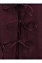 Linen Lace-Up Skirt Blouse Top and Bottom Set - Burgundy - 4