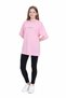 Girl's Oversize Pink Color T-Shirt with Rabbit Pattern and Together Writing on the Front and Back