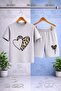 Children's Heart 2-Piece Bos Leopard Pattern Printed Crew Neck 3-Piece T-Shirt - Shorts Set - 3