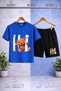 Children's Hi Bear White Printed T-Shirt with Text Printed on the Back - 3-Piece T-Shirt - Shorts Set - 3
