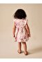 100% Cotton Pink Floral Double Layer Ruffle Sleeve Dress - 3