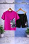 Children's Kurt Gri Yanda Printed Crew Neck T-Shirt - Shorts Set