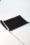 Women's Black Glittery Star Embroidered Faux Leather Portfolio Handbag and Clutch Bag with Chain Strap - 6