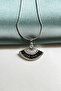 Zircon Stone Steel Fan Necklace - 2